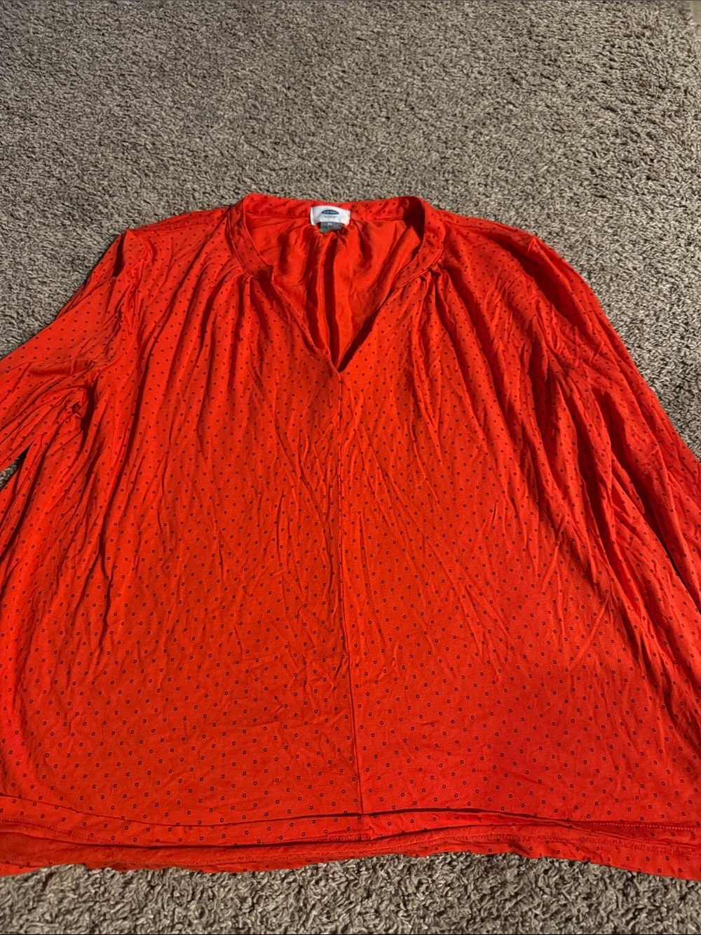 Old Navy Bright Orange V-Neck Long Sleeve Tunic